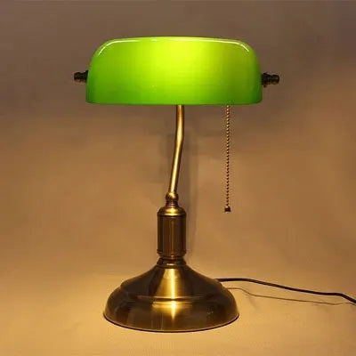 Classic Banker Table Lamp  Black Glass Base with Brass Accents - Product detail 7