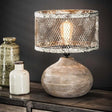 Industrial Table Lamp  Mesh Metal Shade With Rustic Wood Base - Product detail 4
