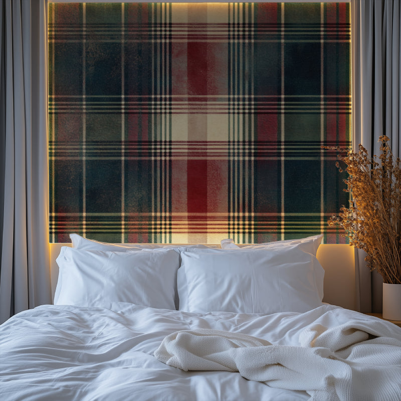 Vintage tartan pattern adding warmth to a traditional bedroom