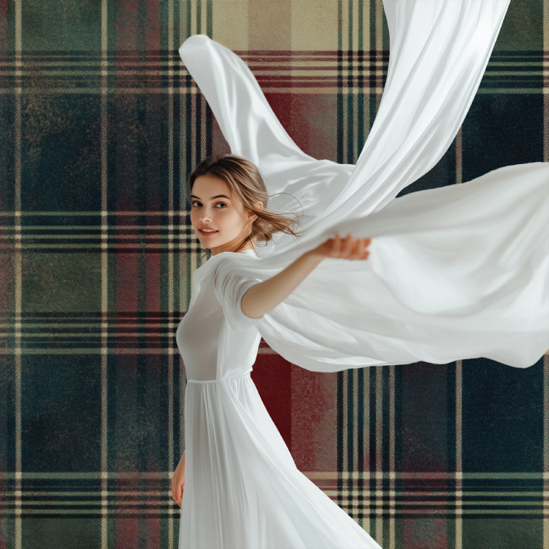 Plaid wallpaper bringing heritage charm to an entryway space