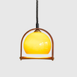 Bauhaus Pendant Light  Glass Dome Wood Frame Design - Product detail 10