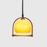 Bauhaus Pendant Light  Glass Dome Wood Frame Design - Product detail 10