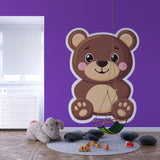 Purple Teddy Bear Wallpaper creating a cozy atmosphere in a modern nursery with white furniture and soft lighting
