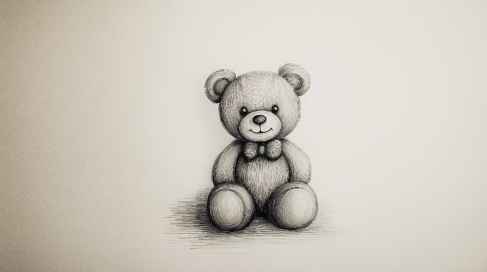 Teddy bear sketch wallpaper design file showing detailed hand-drawn pattern