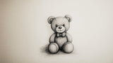 Teddy bear sketch wallpaper design file showing detailed hand-drawn pattern