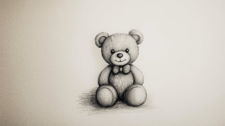 Teddy bear sketch wallpaper design file showing detailed hand-drawn pattern