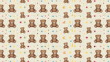 Teddy bear wallpaper design file showing detailed pattern of brown bears and colorful stars