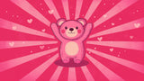 Pink teddy bear wallpaper design file showing hearts and sunburst pattern