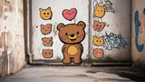 Teddy bear street art wallpaper design file showing detailed pattern with graffiti style bears and heart elements
