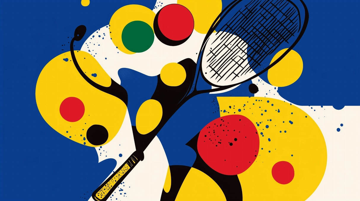 Tennis abstract wall mural design file showing vibrant sports pattern with geometric shapes