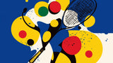 Tennis abstract wall mural design file showing vibrant sports pattern with geometric shapes