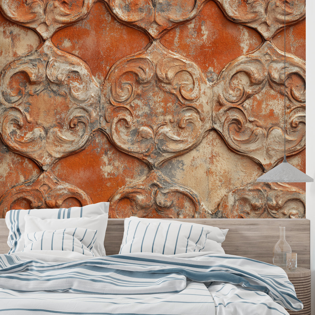 Art Deco mural installed in boutique hotel lobby showing heritage design