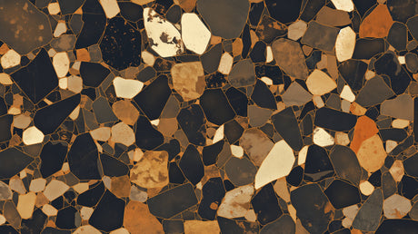 Terrazzo Mural Wallpaper  Black and Gold Geometric Pattern - Detailed wallpaper pattern view