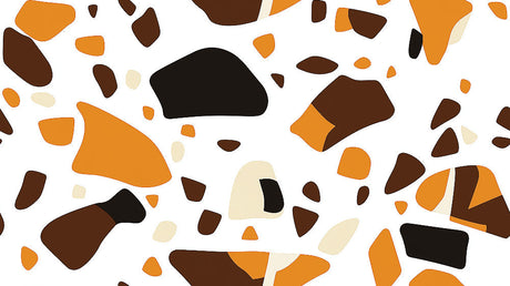 Modern Abstract Terrazzo pattern design file showing orange and brown geometric shapes on white background