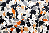 Terrazzo pattern design file showing modern orange and grey geometric shapes on white background