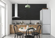 Black wave textured wallpaper in modern living room showing dramatic light effects