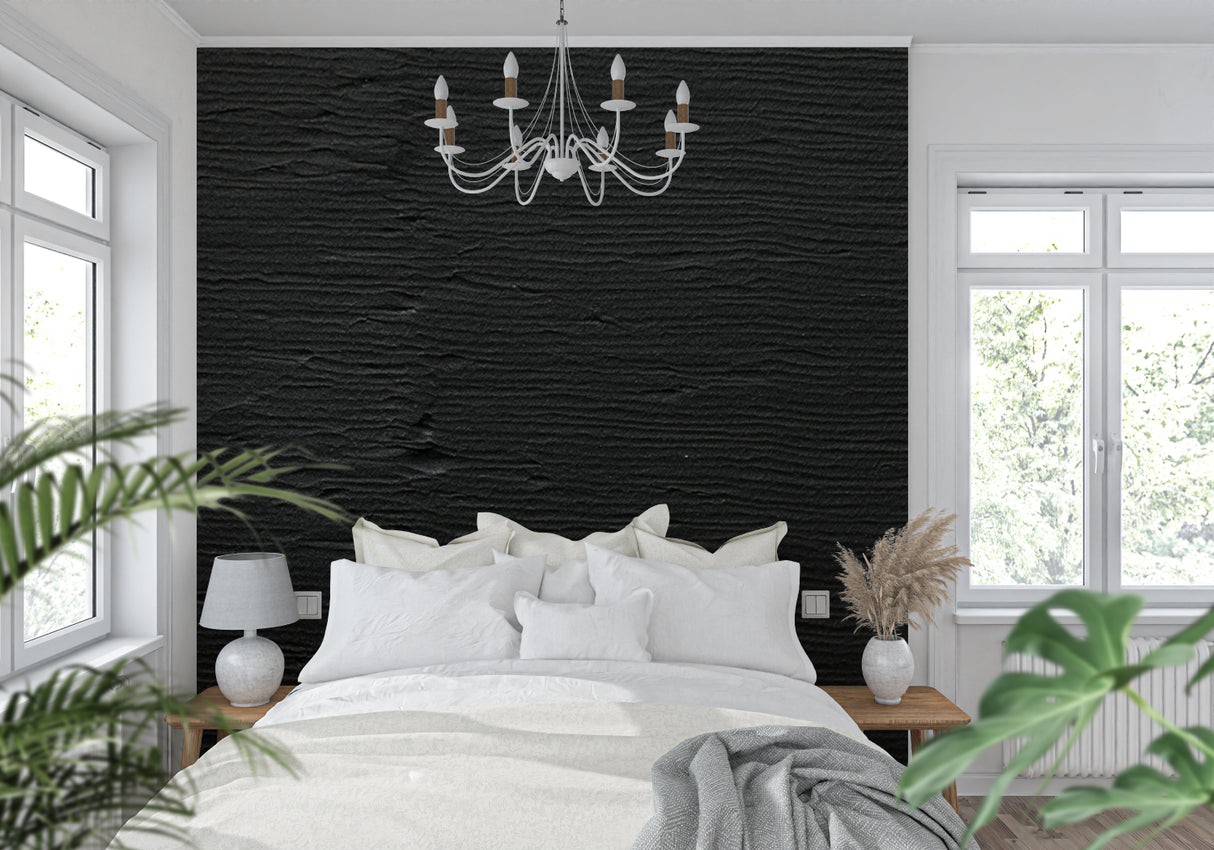 Black textured wave mural in office space creating professional atmosphere
