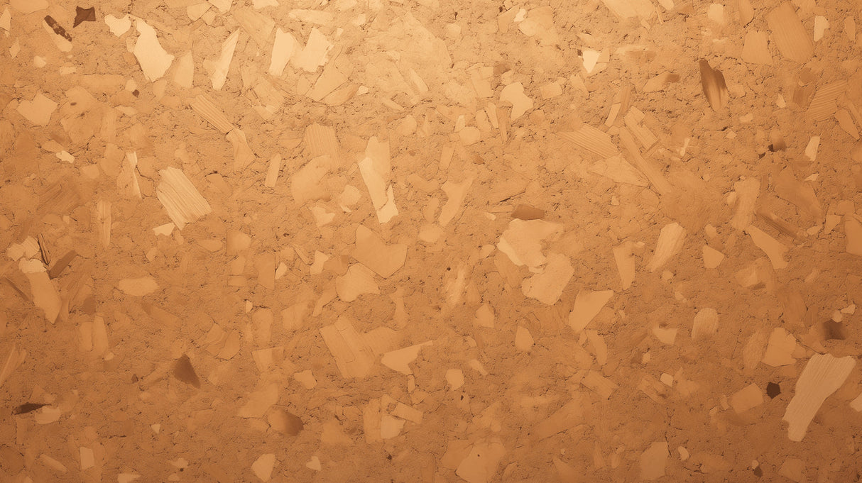 Natural cork pattern mural adding organic feel to home office space with desk setup