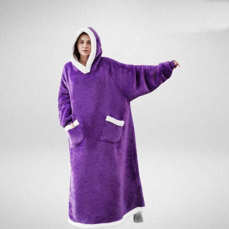 Oversized Hooded Blanket  Sherpa Lined Microfleece Design - Product detail 7