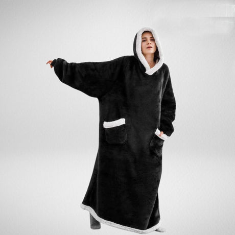 Oversized Hooded Blanket  Sherpa Lined Microfleece Design - Product detail 4