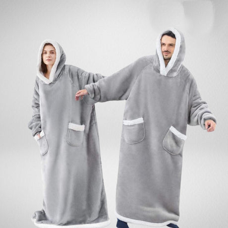 Oversized Hooded Blanket  Sherpa Lined Microfleece Design - Product detail 8