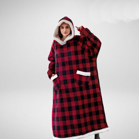 Oversized Hooded Blanket  Sherpa Lined Microfleece Design - Product detail 5