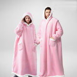 Oversized Hooded Blanket  Sherpa Lined Microfleece Design - Product example