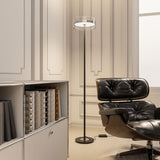 Modern LED Floor Lamp  Glass Disc Shade with Metal Stand - Product showcase