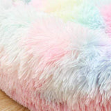 Plush Pet Bed  Rainbow Gradient Faux Fur Design - Product example