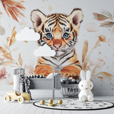 Baby Tiger Wall Mural creating impact in a gender-neutral nursery design