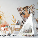 Tiger Cub Wall Mural in children's playroom showing scale and impact