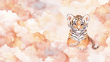 Tiger cub watercolor wallpaper design file showing full pattern and color detail