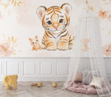 Baby Safari Animals Wallpaper showcased in a gender-neutral nursery