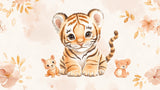 Baby Tiger Safari Animals Watercolor design file showing full pattern and soft color palette
