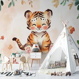 Sweet Tiger Nursery Wallpaper transforms a modern nursery with soft watercolor design