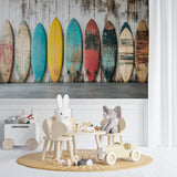 Yellow-eyed tiger mural bringing wild energy to dining room wall