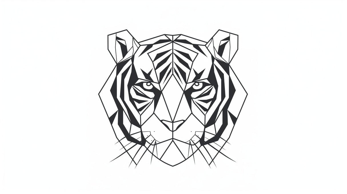 Geometric tiger pattern design file showing detailed black and white angular shapes