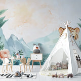 Tiger nursery mural showcased in modern children's bedroom with pastel decor