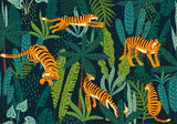 Design file of tiger and tropical leaves pattern showing intricate detail and vibrant colors