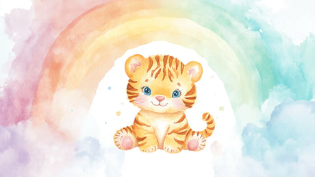 Baby Tiger Rainbow Watercolor design file showing intricate pattern details