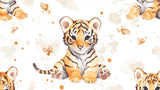 Tiger cub with butterflies wallpaper design file showing delicate watercolor details