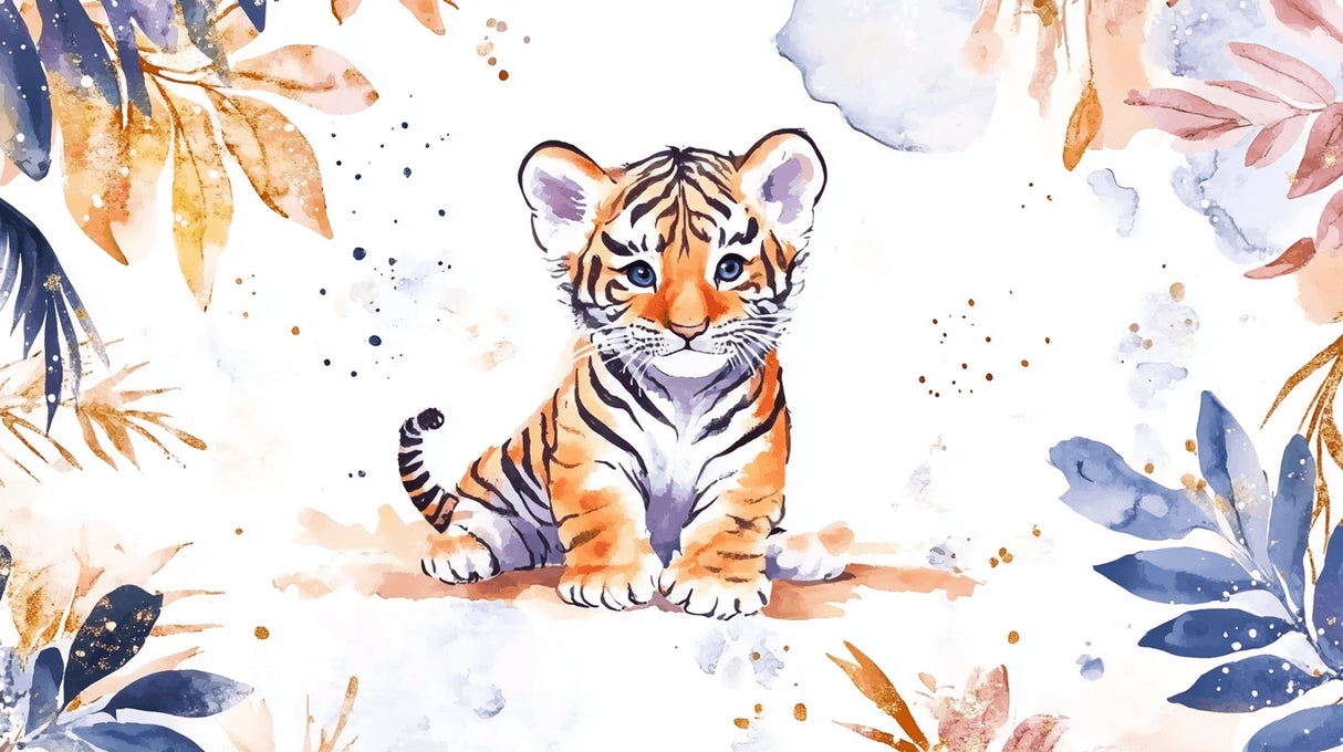 Baby Tiger Watercolor design file showing detailed brush strokes and color palette