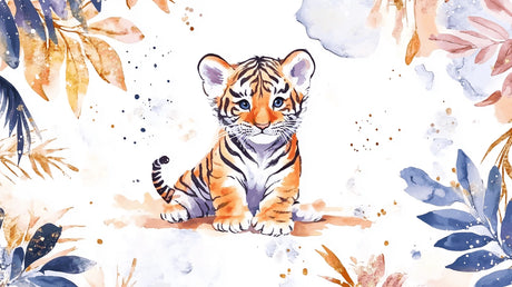 Baby Tiger Watercolor design file showing detailed brush strokes and color palette