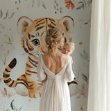 Baby Tiger Wallpaper Mural showcased in a neutral playroom with reading nook