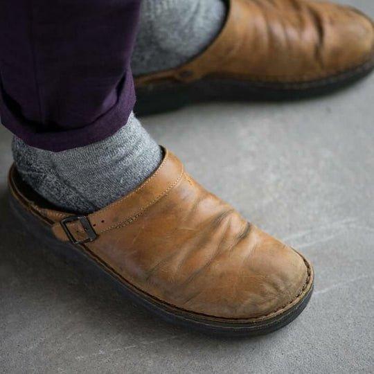 Comfort Leather Clogs  Adjustable Buckle Design - Detailed view