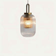Modern Glass Pendant Light  Ribbed Design With Brass Accent - Product detail 10