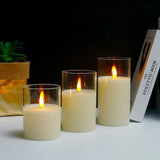 LED Glass Candles Set  Smoke Grey Cylinders with Timer - Product detail 6