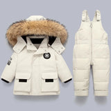 Kids Winter Snow Set  Insulated Jacket with Fur Hood  Overalls - Product example