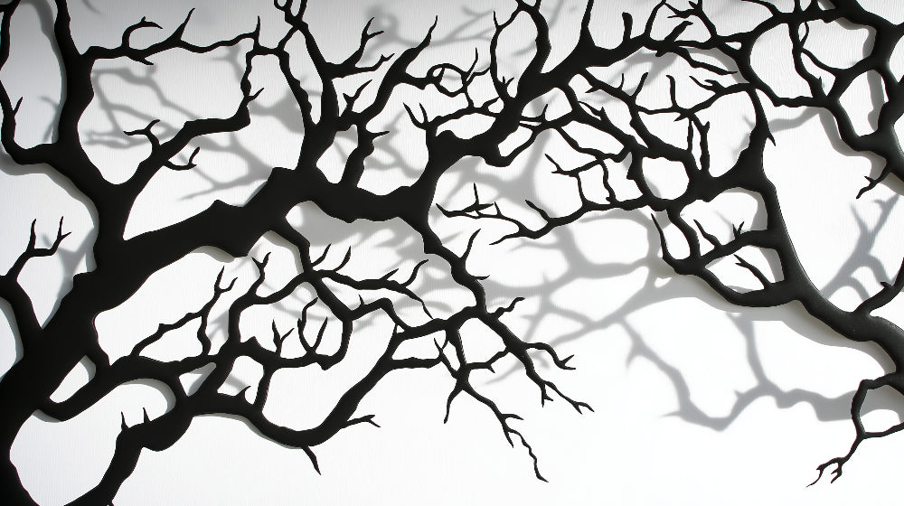 Black and white tree branch design file showing intricate pattern detail