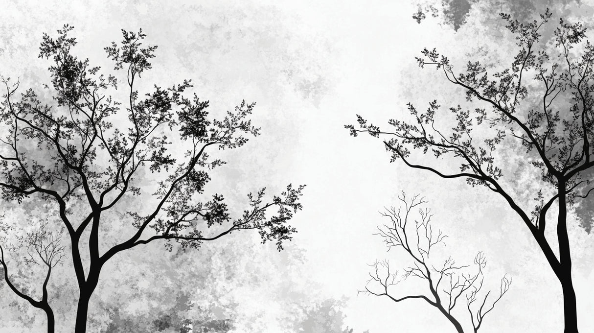 Black and white tree branch wallpaper design file showing intricate branch pattern detail